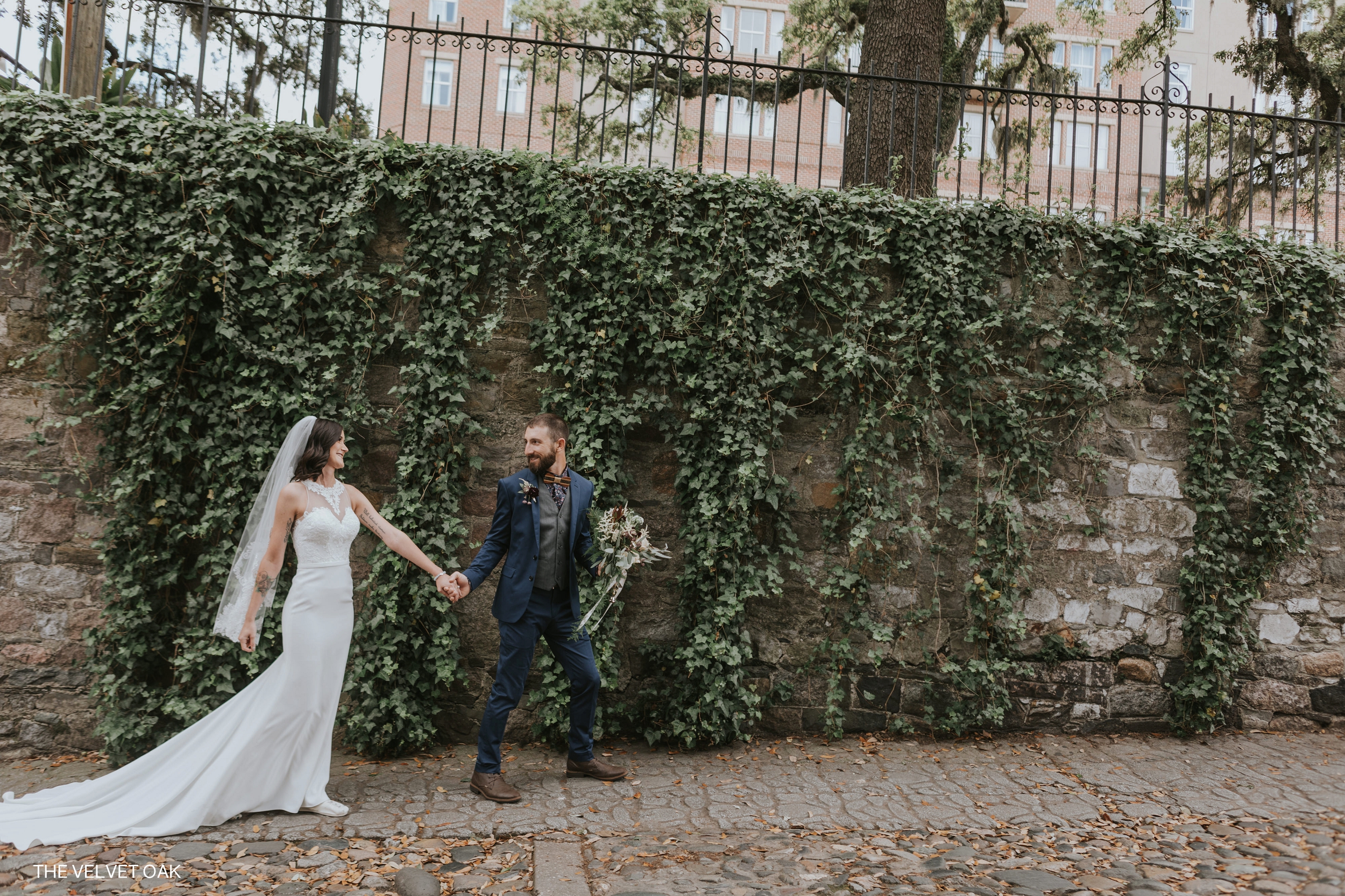 Bride & Groom Downtown Savannah Georgia